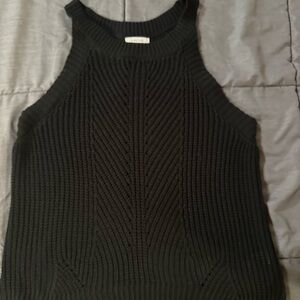 Nine West Black Ribbed Halter Tank
